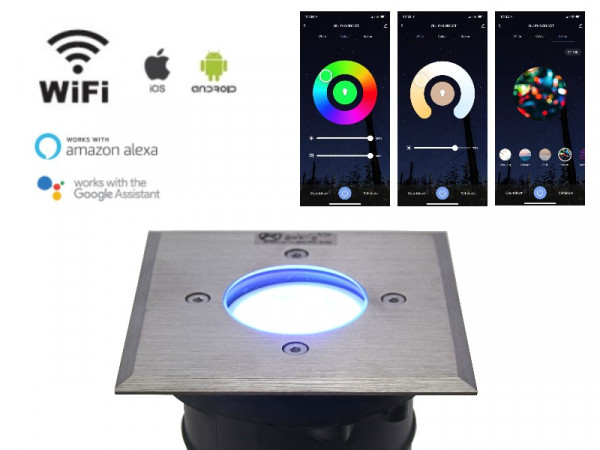 WiFi Smart LED Bodeneinbaustrahler 5W RGB+CCT IP67 eckig