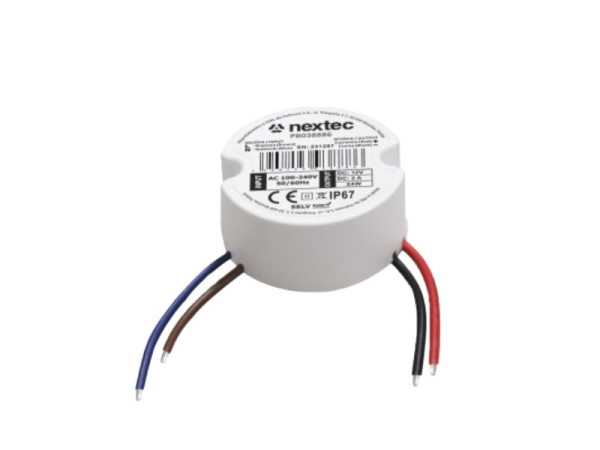 Nextec LED Trafo Round Mini IP67 12V 24W rund klein Schalterdose