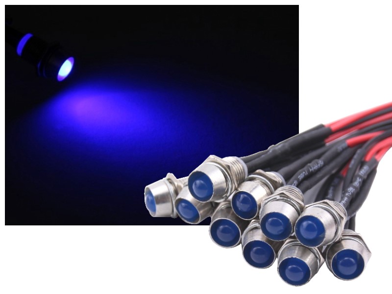 10x LED Schraube Edelstahl 12V Mini Spot Strahler blau