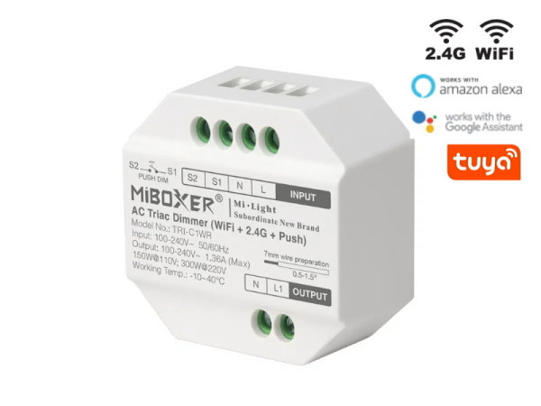 MiBoxer WiFi Funk Triac Dimmer + RF + Push 230V TRI-C1WR