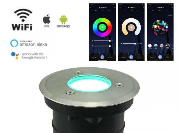 WiFi Smart LED Bodeneinbaustrahler 5W RGB+CCT IP67 rund